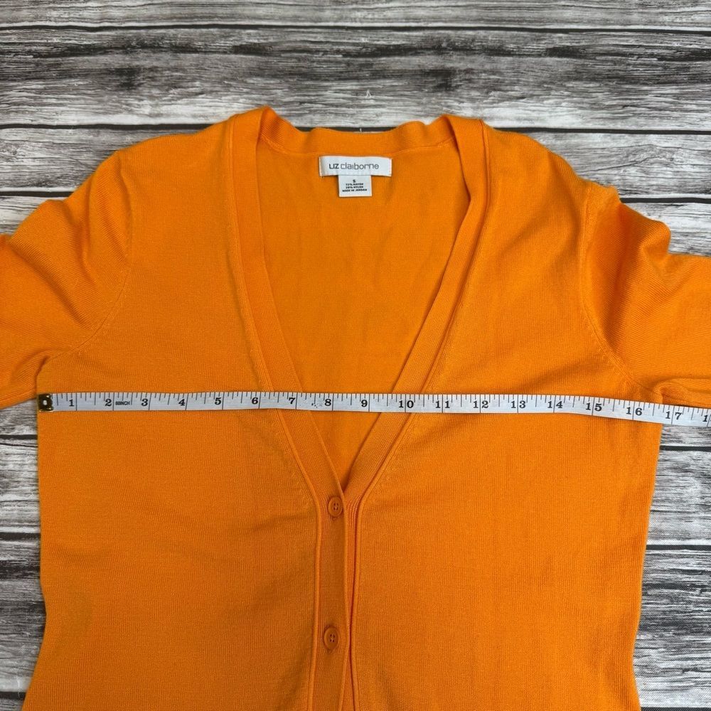 Liz Claiborne Women Long Cardigan Small Golden Orange Button Front Tunic Sweater - Picture 8 of 12